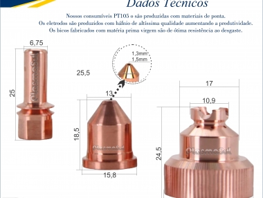 PT105 Eletrodo e Bico De Corte Plasma 1,3 e 1,5mm